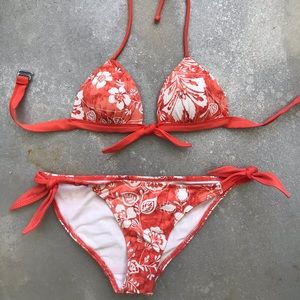 Orange flowered push-up bikini